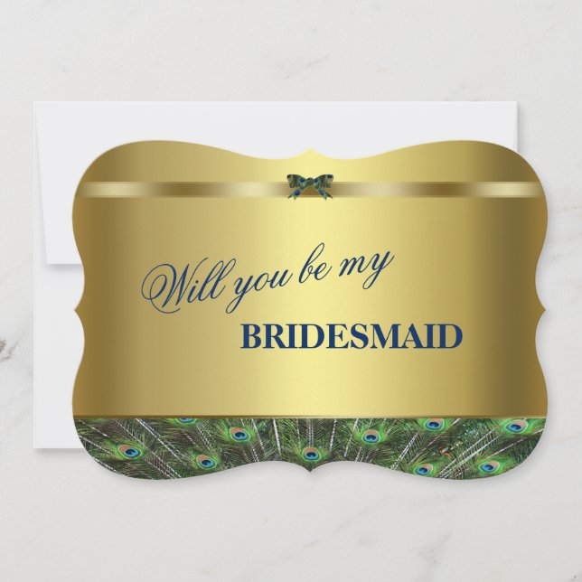 Invitación ¿Serás Mi Novia? Personalizado Golden Peacock (Anverso)