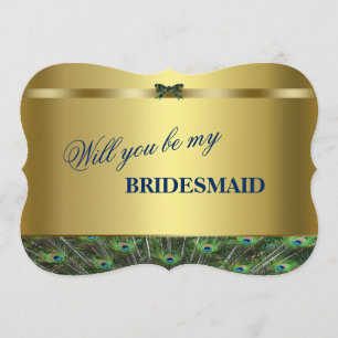 Invitación ¿Serás Mi Novia? Personalizado Golden Peacock
