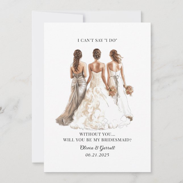 Invitación ¿Serás Mi Novia? Propuesta de acuarela (Anverso)