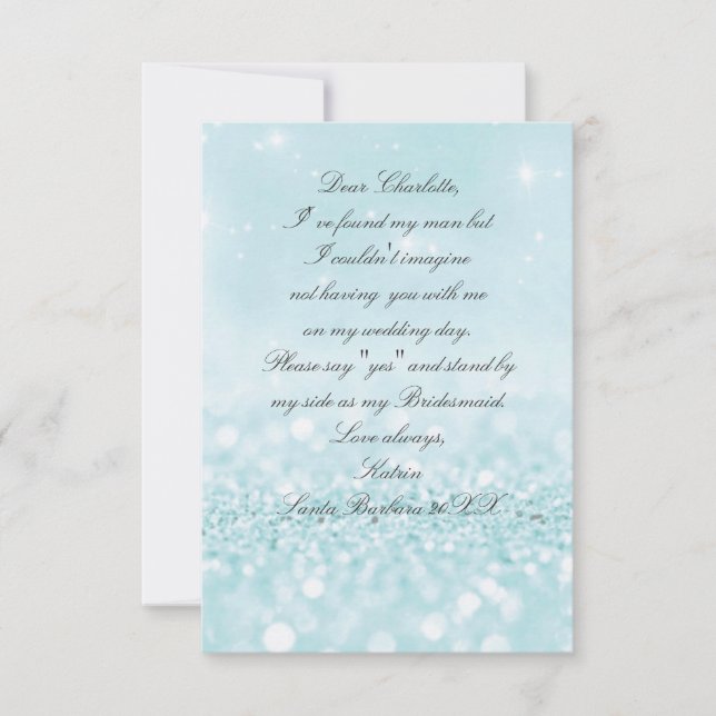 Invitación ¿Serás Mi Novia? Purpurina Blue Pastel (Anverso)