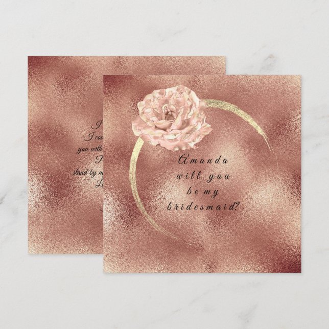 Invitación ¿Serás Mi Novia Rosa De Oro Rosa Lux (Anverso / Reverso)