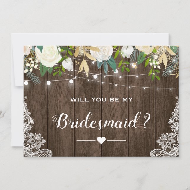 Invitación ¿Serás Mi Novia Rústica Floral Romántica? (Anverso)