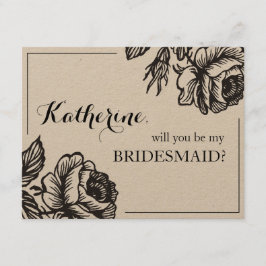 Invitación ¿Serás Mi Novia Rústica Moda Floral?