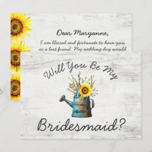 Invitación ¿Serás Mi Novia? Sunflower & Rustic Wood