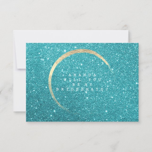 Invitación ¿Serás Mi Novia Tiffany Gold Purpurina? (Anverso)
