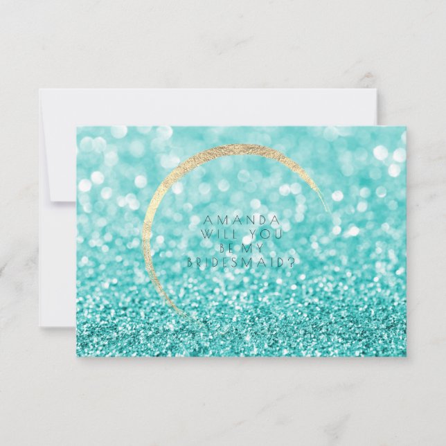 Invitación ¿Serás Mi Novia Tiffany Gold Purpurina? (Anverso)