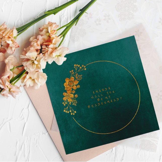 Invitación ¿Serás Mi Novia Tropical De Velvet Verde? (Will You Be My Bridesmaid Tropical Green Velvet Invitation)