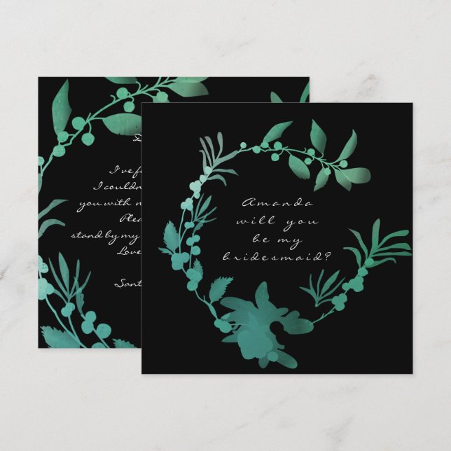 Invitación ¿Serás Mi Novia Verde azulada? (Anverso / Reverso)