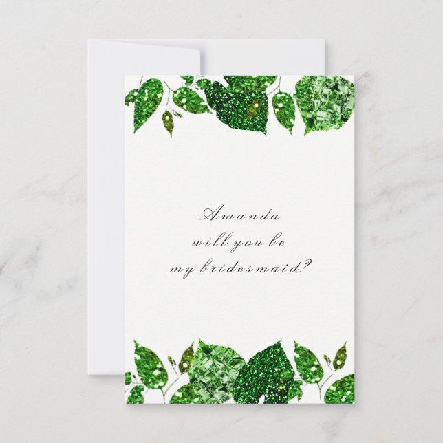 Invitación Serás Mi Novia Woodland Cali Green Whit (Anverso)
