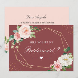 Invitación ¿Serás Mi Noviaria Cinnamon Rosa Floral