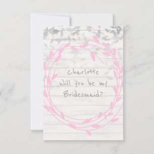 Invitación Serás Mi Noviaria Confetti De Madera Rosa Blanca