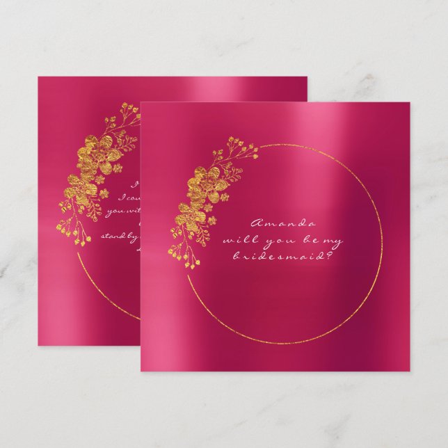 Invitación ¿Serás Mi Noviaria De La Raspberry De Oro? (Anverso / Reverso)