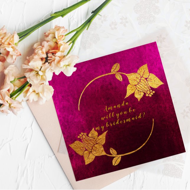 Invitación ¿Serás Mi Noviaria De Oro De Terciopelo Rosa Fuchs (Subido por el creador)