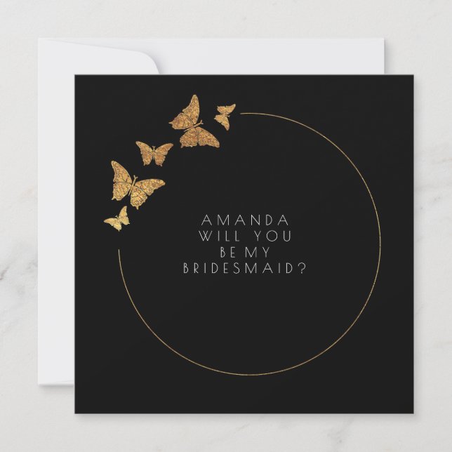 Invitación Serás Mi Noviaria Dorada Black Vip (Anverso)