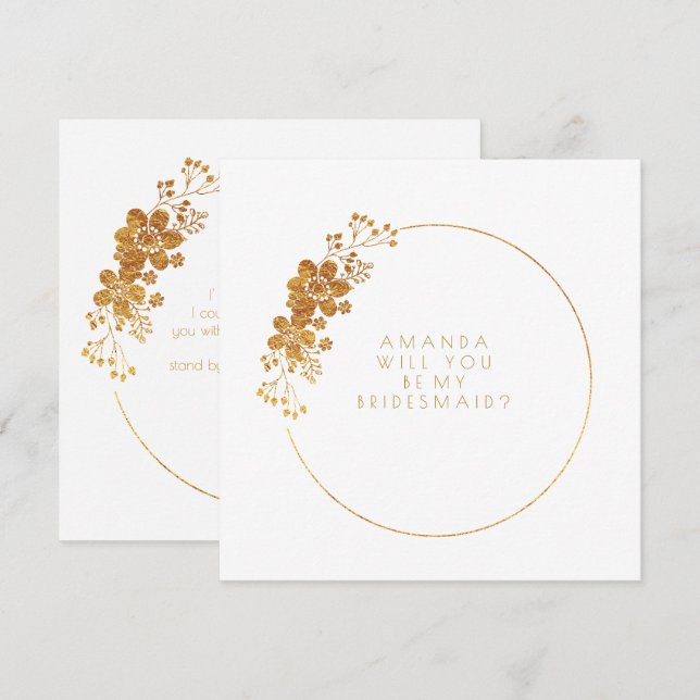 Invitación Serás Mi Noviaria Dorada White Vip (Anverso / Reverso)