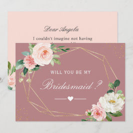 Invitación ¿Serás Mi Noviaria Dusty Rosa Floral
