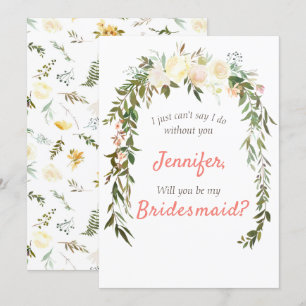 Invitación Serás Mi Noviaria Floral Ivory Coral