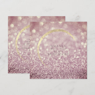 Invitación ¿Serás Mi Noviaria Maroon Plum Gold Purpurina?