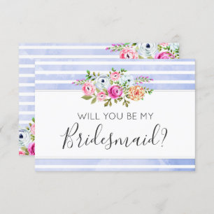 Invitación ¿Serás Mi Noviaria Moderna Estampado Floral?