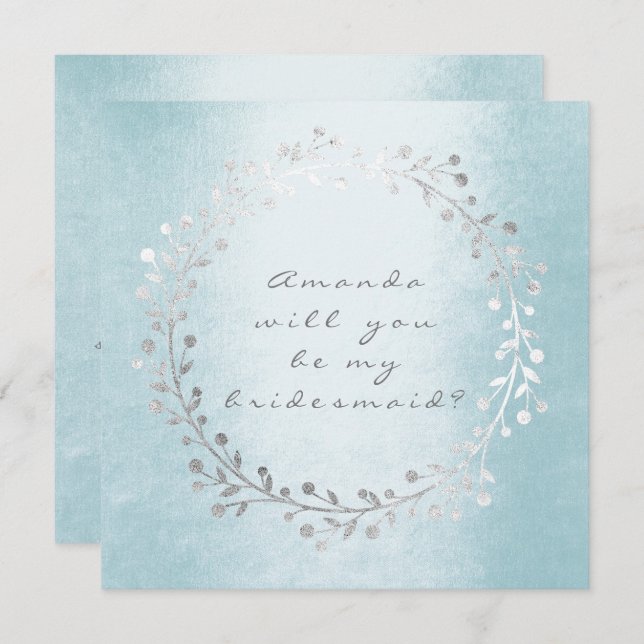 Invitación ¿Serás Mi Noviaria Plata Wreath Celestial? (Anverso / Reverso)