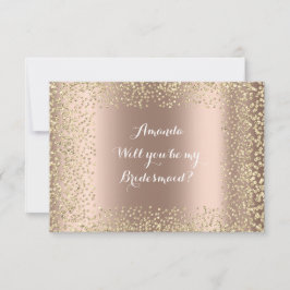 Invitación ¿Serás Mi Noviaria Rosa Rosa Dorada Confetti?