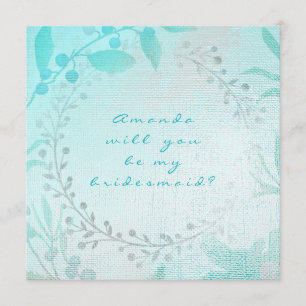 Invitación Serás Mi Noviaria Tiffany Aqua Blue Wreath