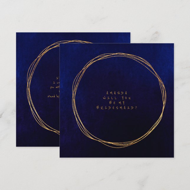 Invitación ¿Serás Mi Noviaria Velvet De La Marina Azul? (Anverso / Reverso)