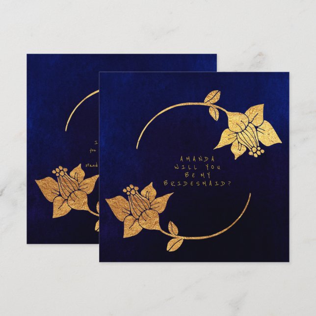 Invitación ¿Serás Mi Noviaria Velvet De La Marina Azul? (Anverso / Reverso)