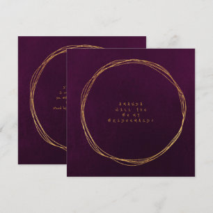 Invitación ¿Serás Mi Noviaria Velvet De Pluma Púrpura?