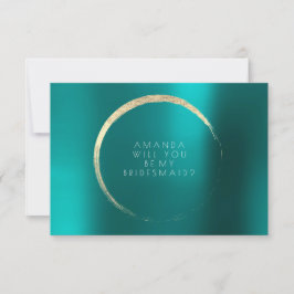 Invitación ¿Serás Mi Noviaria Verde azulada Oro Verde Mínimo?