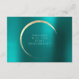 Invitación ¿Serás Mi Noviaria Verde azulada Oro Verde Mínimo?