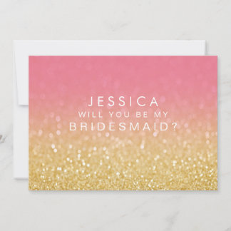Invitación ¿Serás Mi Ombre Rosa De Oro De La Mujer Novia?