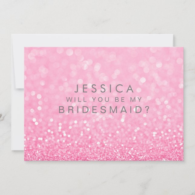 Invitación ¿Serás Mi Ombre Rosa De Oro De La Mujer Novia? (Anverso)