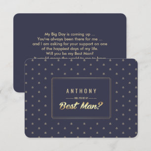 Invitación ¿Serás mi padrino? Boda Navy Blue Gold