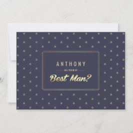 Invitación ¿Serás mi padrino? Boda Navy Blue Gold