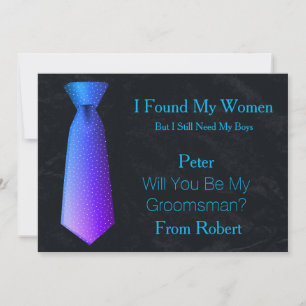 Invitación ¿Serás Mi Padrino de Boda Corbata Teal y Blanca