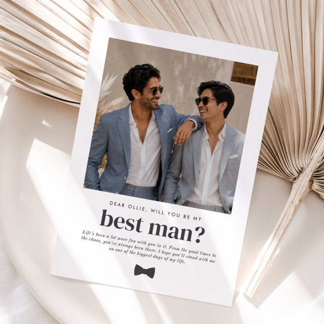 Invitación ¿Serás Mi Padrino Propuesta de Foto (Zazzle Will You Be My Best Man Photo Proposal Invitation)