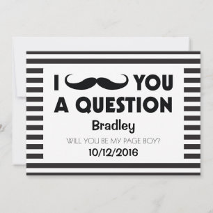 Invitación ¿Serás mi paje Bigote Negro Rayas