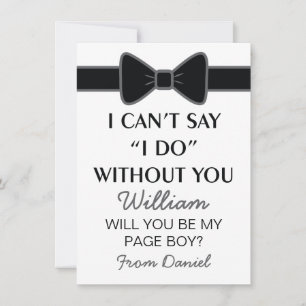 Invitación ¿Serás Mi Paje con Corbata de Lazo Negra