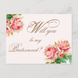 Invitación ¿Serás mi postal de dama de honor con rosas?