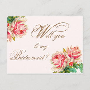 Invitación ¿Serás mi postal de dama de honor con rosas?