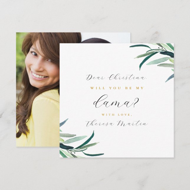 Invitación ¿Serás mi propuesta de Dama? Foto de Quinceanera (Anverso / Reverso)