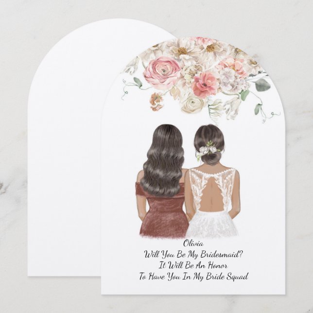 INVITACIÓN ¿SERÁS MI PROPUESTA DE DAMAS DE HONOR (Anverso / Reverso)
