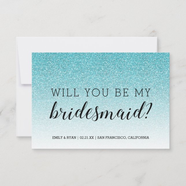 Invitación ¿Serás Mi Purpurina Azul De Novias? (Anverso)