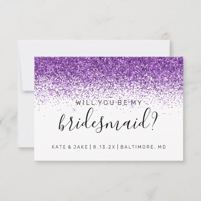 Invitación Serás Mi Purpurina Confetti Purple (Anverso)