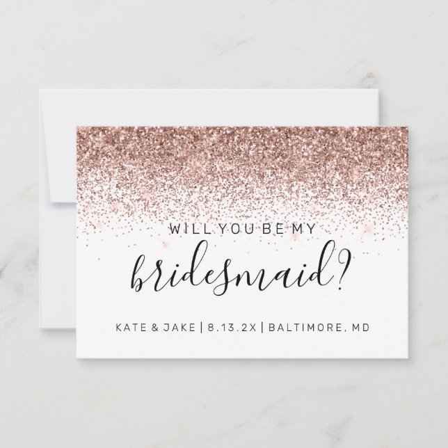 Invitación ¿Serás Mi Purpurina Confetti Rosa? (Anverso)