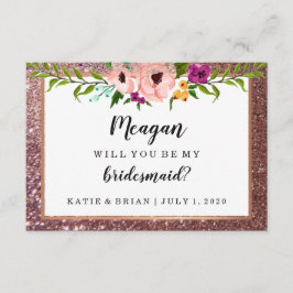 Invitación ¿Serás Mi Purpurina De Flores De Novia Plum?