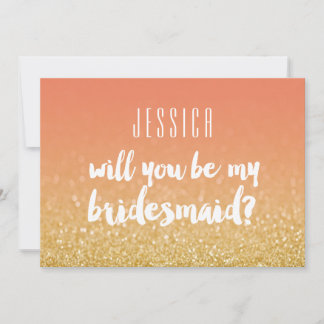 Invitación ¿Serás Mi Purpurina De Ombre De Ombre De La Novia?