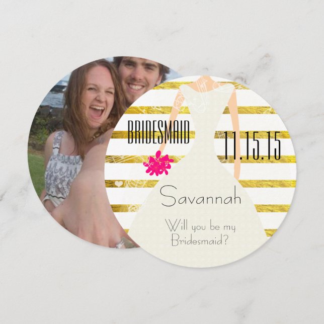 Invitación ¿Serás Mi Relieve metalizado dorado De La Novia? (Anverso / Reverso)