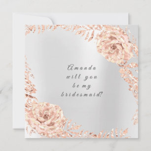Invitación ¿Serás Mi Rosa De Novias, Oro, Gris Gris